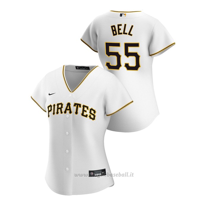 Maglia Baseball Donna Pittsburgh Pirates Josh Bell 2020 Replica Primera Bianco